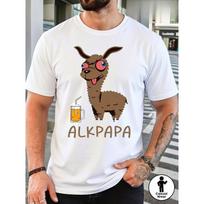 Alkpapa Humoro Alpakos Alaus Marškinėliai - Minkšti Atsitiktiniai Marškinėliai, Trumpomis Rankovėmis, Apvalia Kaklo Viršūne Vyrams, Idealiai Tinka Šventėms, Lauko Veiklai, Kasdieniam Dėvėjimui S balta