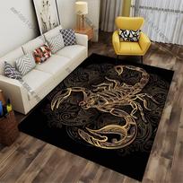 Golden ornamental scorpion design carpet Yoga living room room decor children's crawling mat doormat area rug games mat 40x60cm