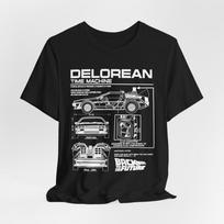 DeLorean Time Machine Blueprint TShirt  Unisex Retro Tee Engineering Look Unisex T-Shirt S įvairiaspalvis