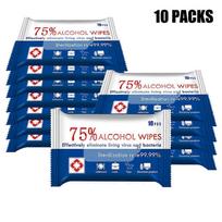10 vnt. dezinfekcinių servetėlių su 75 % alkoholio – Nešiojamos drėgnos servetėlės rankoms ir paviršiams valyti