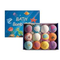 Kids Bath Bombs Gift Set 12 Pack, Natural Gentle Bubble Bath Bombs with Hidden Toys for Children Easter Birthday Gift