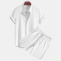 Men Casual Short Sleeve Button Shirt Elastic Waist Shorts Snake Pattern Two Piece Set S balta