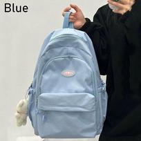 Simple Large Capacity Backpack High School Book bag Waterproof Nylon Travel Knapsacks Student Schoolbags for Teenager Boys Girls mėlyna