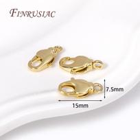15mm*7.5mm 18K Gold Plated Oval Lobster Clasp with Closed Ring Connector For DIY Handmade Making Necklace Bracelet Accessories 5 Piece