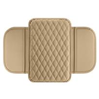 Upgraded Car Center Console Cover,Microfiber Leather Car Armrest Cover Cushion With 2 Storage Bags One Size smėlis