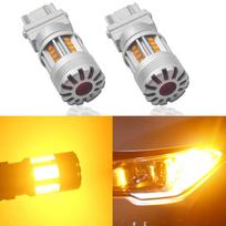 Eseastar T25 3157 P27/7W LED Turn Signal Bulb, Amber, Cooling Fan, Built-In CANBUS Canceller, 3157-Amber