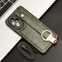 For Honor 200 Pro Fashion Wrist Strap Phone Holder Case For Honor 200 Pro Leather style Case Drop-Resistant Cover For Honor 200 Pro žalia