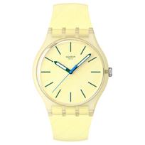 SWATCH Essentials serijos Kvarcinis mechanizmas 30 metrų atsparumas vandeniui Unisex Šveicariškas laikrodis 41mm Geltonas ciferblatas Biologinės kilmės medžiagos korpusas Silikoninė apyrankė SO29J102 kvarcas