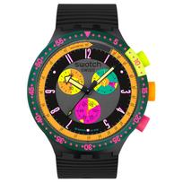 SWATCH Neon serijos Kvarcinis mechanizmas Atsparus vandeniui iki 30 metrų Vyriškas laikrodis Šveicariškas laikrodis 47mm Pilkas ciferblatas Polimerinis korpusas Silikoninė apyrankė SB02B104 pilka spalva