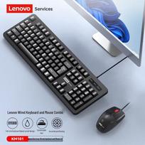 Lenovo KM101 Full-Size Wired Keyboard and Mouse Combo