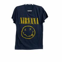 Nirvana Mens Navy Blue Yellow T-Shirt Short Sleeve Crew Neck Pure Cotton M M black