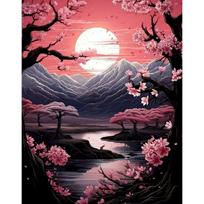 GATYZTORY Acrylic Paint By Numbers For Adults Pink Scenery Hand Painting Picture On Canvas Cherry Blossom Home Decor DIY Gift 30x20cm no frame