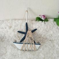1PC Mini Wooden Sailboat Decorative Ropes and Anchors,Mediterranean-style Commemorative Gift for The Owner's Home Office Desktop