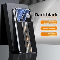 Skirta Xiaomi POCO F8 Ultra F8 Pro dėklas, prabangus kietas PU odos dengtas apsauginis galinis dangtelis, skirtas Redmi K90 Pro Max telefono korpusui For POCO F8 Ultra juoda