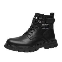Mada Vyriški Batai Mada Žieminiai Šilti Medvilniniai Pliušiniai Batai Britiško Stiliaus Odiniai Batai Neslystantys Saugūs Darbiniai Batai Botas Para Hombre 39 juoda
