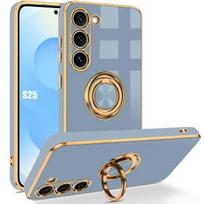 Case for Samsung Galaxy S25 - Shockproof Silicone Protection with Rotating Ring - Blue mėlyna