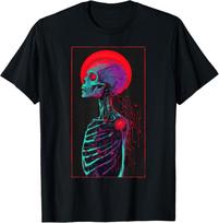 Creepy Digital Skeleton Cyber Gothic Retro Futurism T-Shirt M