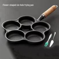 ZISIZ Cast Iron 5-Hole Egg Frying Pan