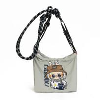 Summer cartoon style labubu embroidered small square bag cute versatile fashion shoulder crossbody bag KTB