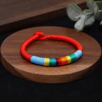Ethnic Style Retro Colorful Rope Woven Bracelet Women'S Travel Souvenir Tibetan Style Rainbow Fashion Hand Rope
