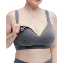 MOMCOZY MEDVILNINĖ MAITINIMO LIEMENĖLĖ DIDESNEI KRŪTINEI BUSTY, PILKA, XL