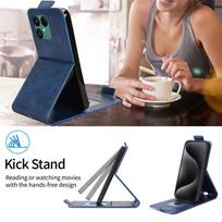 For Fairphone 6 Anti-fall Flip Vertical Case Retro skin-friendly Full Cover Card Holder For Fairphone 6 Fair phone 6 Phone Bags For Fairphone 6 mėlyna