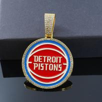 Hip Hop European and American Style Detroit Pistons Alloy Pendant Cuban Chain Necklace