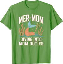 Kawaii MERMAID MER-MOM Diving Into Mom Duties Vibes Summer T-Shirt S įvairiaspalvis