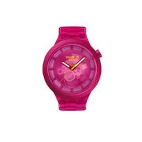 SWATCH COLORS OF JOY serijos kvarcinis mechanizmas 30 metrų atsparumas vandeniui vyriškas 47*44,8 mm rožinis ciferblatas korpusas iš biosource medžiagos dirželis iš biosource medžiagos SB05P102 rožinė