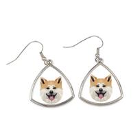 Akita, Akita Inu -Kolczyki Ze Zdjęciem I Napisem Geometryczne Pies Art-Dog