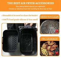 2PCS Air Fryer Silicone Liners Non-Stick For Ninja DZ201/ DZ401 Air Fryer Basket Accessories Reusable Air Fryer Liners