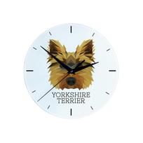 Yorkshire Terrier, York, Jork, Yorkie -Geometryczny Zegar Ścienny Ze Zdjęciem I Napisem Marki Art-Dog
