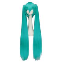 1 gabalas sintetinių plaukų Cosplay ilgas perukas, žalias karščiui atsparus perukas su 2 ponytails perukais