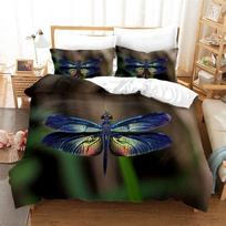 Bohemian Dragonfly Duvet Cover Exotic Flying Dragonflies Bedding Set Suitable Children Boys Girls And AdultsWarm Comfortable EU Single(135*200cm)3pcs