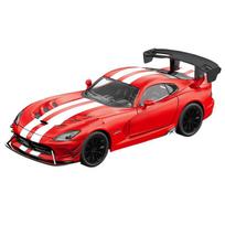 NEW 1/24 Dodge Viper SRT Supercar Alloy Car Model Sound and Light Pull Back Children's Toy Collectibles Birthday Gift raudona
