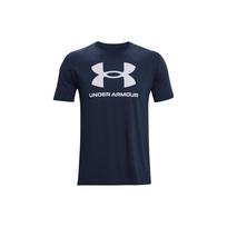 Under Armour raidės didelis logotipas laisvalaikio sportiniai marškinėliai vyriški viršutiniai drabužiai tamsiai mėlyni 1370862-408 XL blue