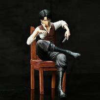 Sandėlyje 19cm Attack On Titan Anime figūrėlės Levi Ackerman modelis Sėdinčio modelio žaislai Statulėlė Gk Figūrėlė Dekoracija Dovanos