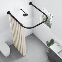 Lantuan U-Shaped No-Drill Shower Curtain Set