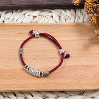New Chinese Style Coiled Hand Rope Bracelets for Women Men Retro Black Red Geometric Adjustable Bracelet Couple Jewelry Gifts raudona