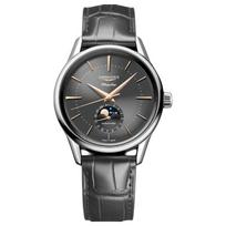 LONGINES Military Flag Series Automatic Mechanical Movement 30 Meters Waterproof Gray Dial Stainless Steel Case Alligator Leather Strap L4.815.4.52.2 pilka spalva