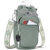 Water-resistant Water Bottle Bag RFID Blocking Insulating Cup Sleeve  for Outdoor Sports žalia