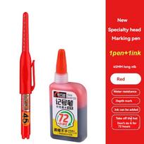 45mm Deep Hole Marker Pens Set Long Nib Head Carpenter Pen Waterproof for Measuring Woodworking Office White/Black/Blue/Red