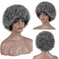 XINRAN Trumpa sintetinė peruka Afro Kinky garbanota peruka moterims Juoda Natūrali Afro Aukštos temperatūros plaukai white