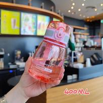 400ml Mini Didelio Pilvo Puodelis Plastikinė Vandens Butelis su Šiaudeliais Sportinis Vandens Butelis Nešiojamas Sandarus Vandens Puodelis Studentės Dovanai 400ml