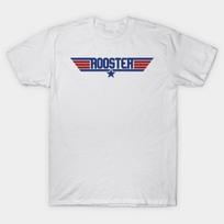 Men Black Print T-shirt Rooster Top Gun Logo No-Cut Transfer Paper Print Cotton Tshirt L balta