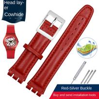 Genuine Leather Bracelet For Swatch YRS YCS Watch Strap Plain 17mm 19mm Wrist band belt  Women man cowhide Watchband Accessories 19mm