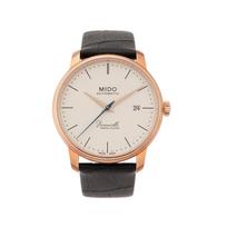 MIDO Belem Seri automatinis mechaninis laikrodis atsparus vandeniui dienos rodiklis itin plonas ciferblatas nerūdijančio plieno PVD danga dengtas korpusas odinis dirželis M027.407.36.260.00 auksas