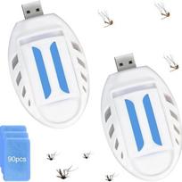 USB uodų repelentas, 2 vnt. rinkinys, nešiojami uodų žudikliai su 90 repelentų tablečių, juodos spalvos, tinka naudoti patalpoje