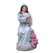 Holy Mother With Child Statue with LED Light Religious Ornament Gift Catholic Christian Sculpture Home Desktop Decors X3UC