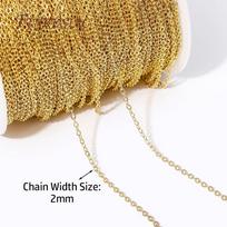 Wholesale Bulk Metal Chains 18K Gold Plated Metal O Shape 2.0MM Thin Chains For DIY Handmade Jewelry Making Accessories 2 Meter